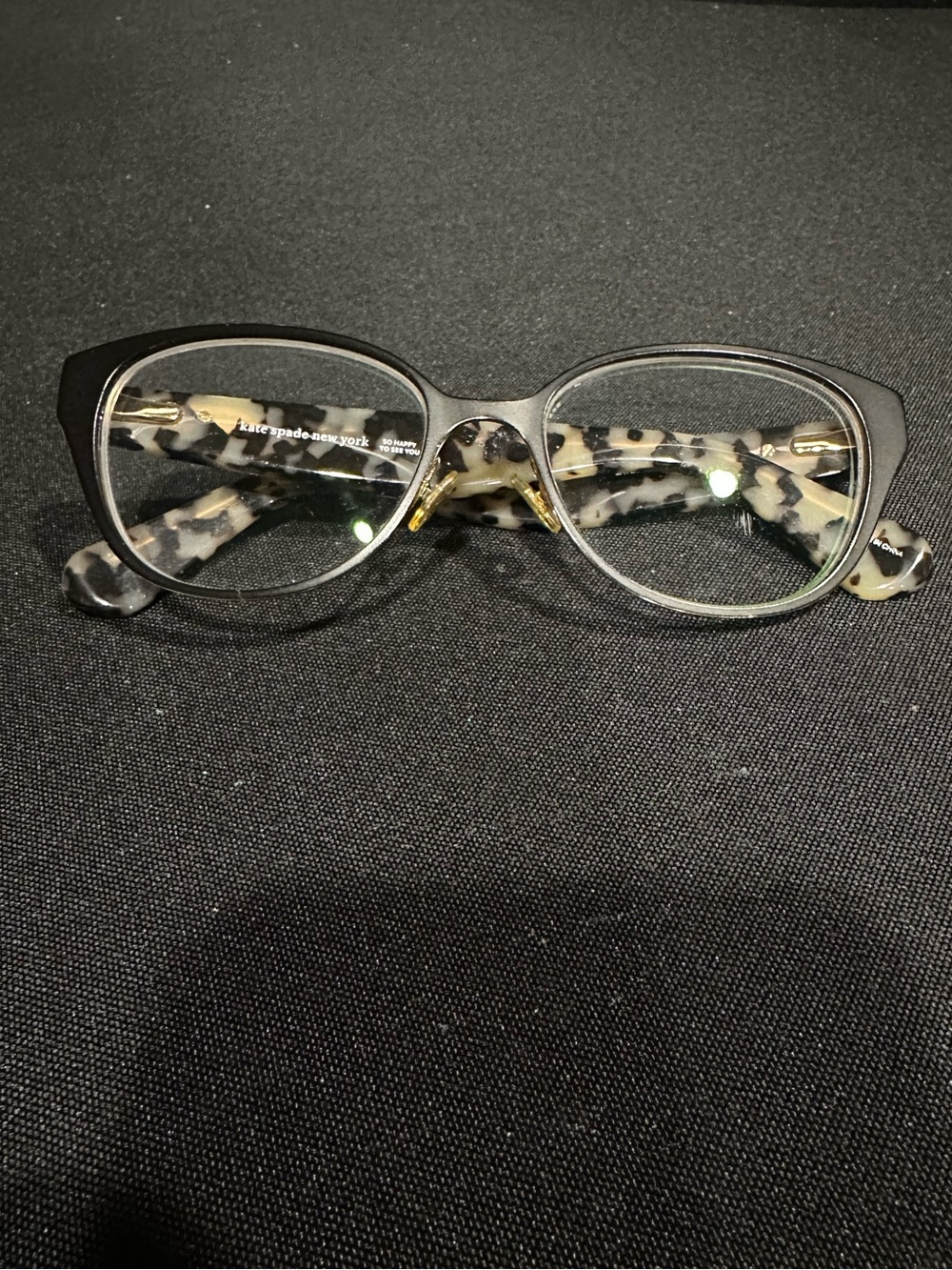 Kate Spade Gray Front Cat-Eye Glasses with Tortoise Temple.